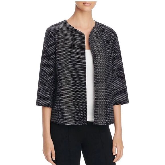 Eileen Fisher jacket Womens Sz M P tweed open Neck Blazer cotton Woven Patterns - Picture 1 of 10